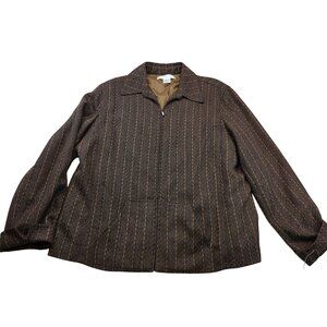 Rafael Striped Out Jacket L Brown Full Zip Streetwear Minimalist Casual Workwear